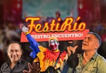 Río Primero presentará el FestiRío 2026 y sorteará una moto 0 km Gráfica promocional del FestiRío 2026 con tres artistas sobre el logo del festival