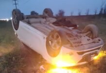 Monte Cristo: un joven resultó herido tras volcar con su auto en la Ruta 19 Imagen del accidente vial ocurrido en la Ruta Nacional 19, en Monte Cristo