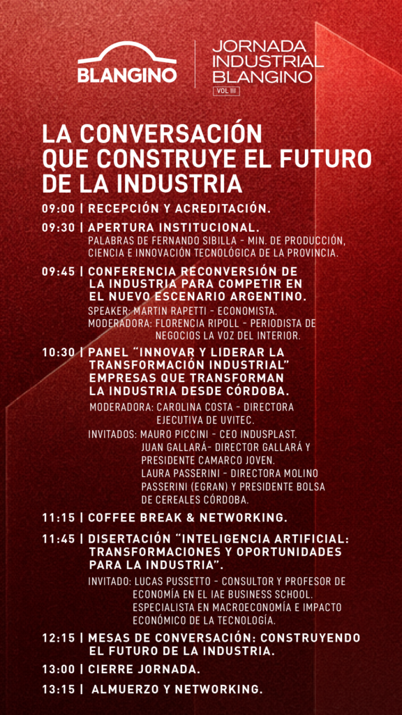 Programa de actividades y expositores de la Jornada Industrial Blangino Vol. III