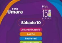 Pilar celebrará sus 150 años con una edición especial de la Feria Umara Gráfica de la Feria Umara de Pilar con la programación musical del sábado 10 de octubre por los festejos de los 150 años de la localidad