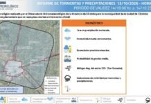 Prevén lluvias y posibles tormentas fuertes este miércoles en Monte Cristo, Malvinas Argentinas y Córdoba Placa del Observatorio Hidrometeorológico de Córdoba con el mapa de la capital y localidades cercanas, entre ellas Monte Cristo y Malvinas Argentinas, y los fenómenos previstos para el miércoles