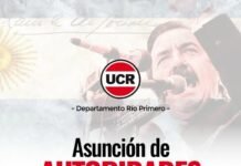La UCR de Río Primero realizará un acto de asunción en Villa Santa Rosa Pieza gráfica de la UCR del departamento Río Primero con la convocatoria al acto de asunción de autoridades en Villa Santa Rosa