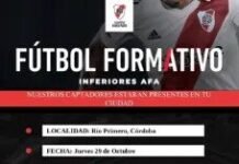 River Plate hará pruebas de fútbol infantil este jueves en Río Primero Flyer de la jornada de captación de River Plate en el Club Rivadavia de Río Primero, prevista para el 29 de octubre y destinada a las categorías 2013 a 2019
